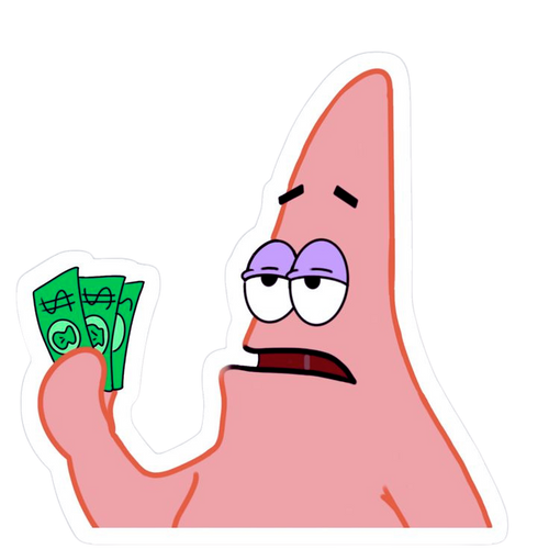 Patrick with cash money in his hands
