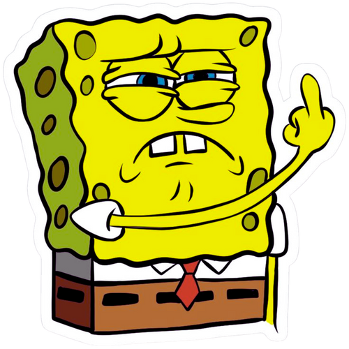 sponge bob holding middle finger up