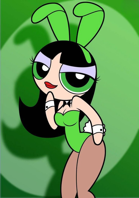 Green Play Bunny Puff With Borders