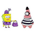 sponge bob  in purple dress and Patrick as a robber