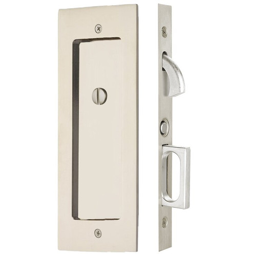 Emtek Modern Rectangular Privacy Pocket Door Mortise Lock in Polished Nickel. ONLY 1 LEFT