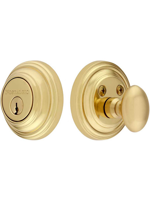 Chautauqua Single Cylinder Dead Bolt in Unlacquered Polished Brass. ONLY 1 LEFT
