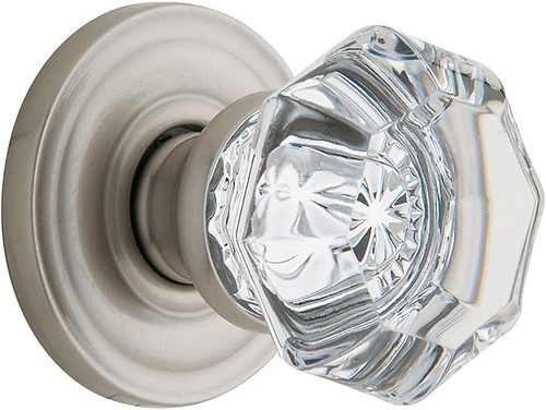 Baldwin Filmore Passage Knob with Rose Backplate Solid Brass Door Knob in Satin Nickel