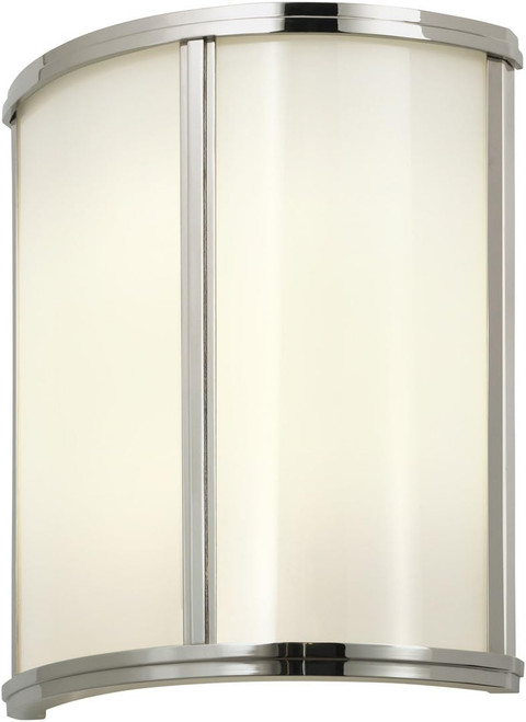 Sonneman Meridian 12 Inch Sconce Shown In Polished Nickel & White Glass Shade. ONLY 1 LEFT