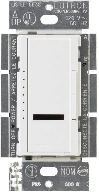 Lutron Maestro IR Fan Control, Single-Pole or Multi-Location, 4-Amp, with IR Remote Control, MIR-FQ4FMT-WH, White