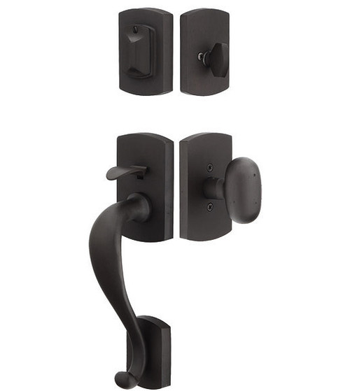 Emtek 451711, Sandcast Bronze Laramie Handleset with Covered Deadbolt ONLY 1 LEFT!
