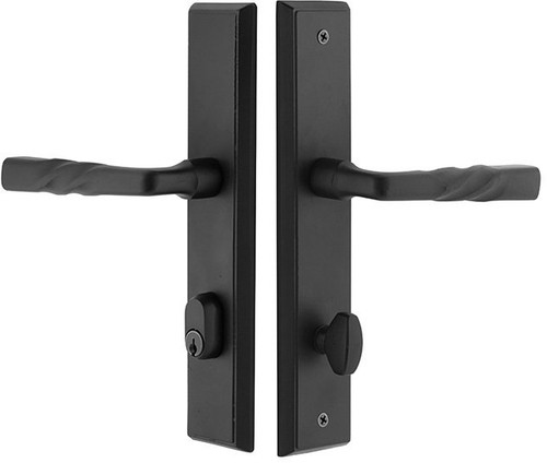 Emtek Rectangular Stretto 2 x 10 Passage/Single Keyed Set Teton Lever Medium Bronze