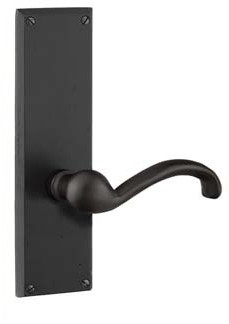 Emtek Cast Bronze Large Rectangular Style Decorative Side Plate Set (Dummy Keyed - Medium Bronze - Teton Lever - Right)