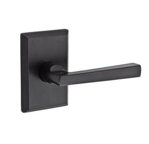 Baldwin Reserve Taper Privacy Leverset with Rustic Square Rosette in Dark Bronze
