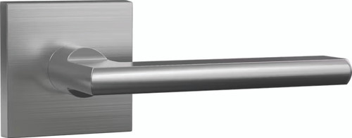 Bravura Door Lever with Rectangle Rosette LH in satin nickel. ONLY 1 LEFT