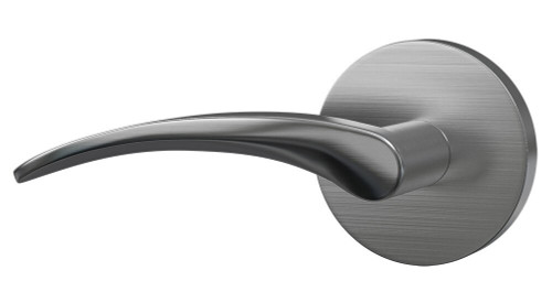Privacy Round Rosette with Right Handed Curved Lever in Satin Nickel. ONLY 1 LEFT