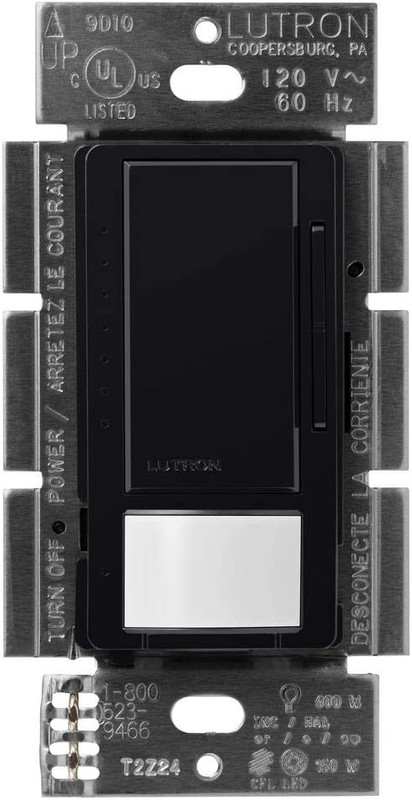 Lutron Maestro LED+ Motion Sensor Dimmer Switch | No Neutral Required | MSCL-OP153M-BL | Black