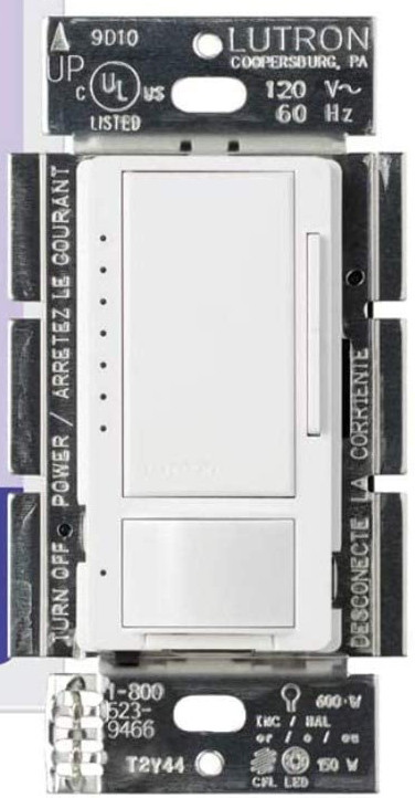 Lutron Maestro LED+ Motion Sensor Dimmer Switch | No Neutral Required | MSCL-OP153M-WH | White