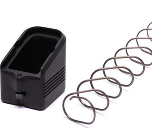 Henning +5 magazine extension kit for Glock 17/34 (H-KM01-BLK) - black polymer base pad with extended flat wire spring, 9mm