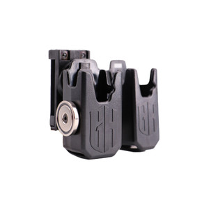 Black polymer double magazine pouch with 360° rotation and magnetic mount — GH competition mag holder for USPSA/IPSC