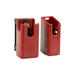 Ghost 360 red polymer magazine pouch with paddle clip — competition mag holder for USPSA/IPSC