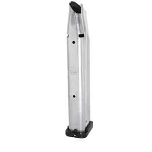Atlas Gunworks 170mm 29-round 9mm premium magazine, stainless with black Alphalock basepad