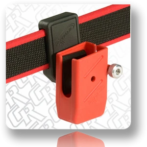 CR Speed Versa-Pouch, red, with C-BAX Hanger — ambidextrous multi-mag pouch for USPSA/IPSC