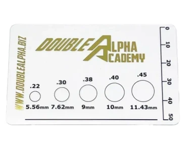 DAA IPSC scoring overlay gauge, 101341 - USPSA/IPSC bullet caliber measuring card