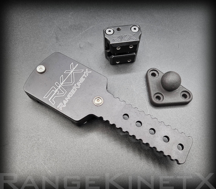RangeKinetX Complete Hanger Setup, black, 1.5in belt, w/ thigh pad for Carnivore holster, USPSA