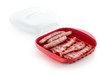 Lekue Microwave Bacon & Sausage Cooker with High Lid, Large, Red