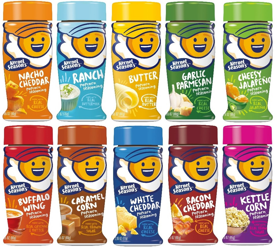 Kernel Season's Popcorn Seasoning Large Sampler Pack 2.7oz Container (Variety Pack of 10