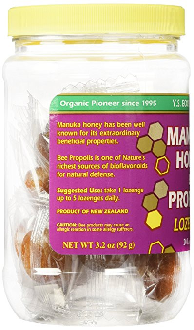 Y.S. Eco Bee Farms Manuka Honey & Propolis Active 15+ Lozenges 20
