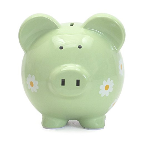 Child to Cherish Large Daisy Pig Bank, Green