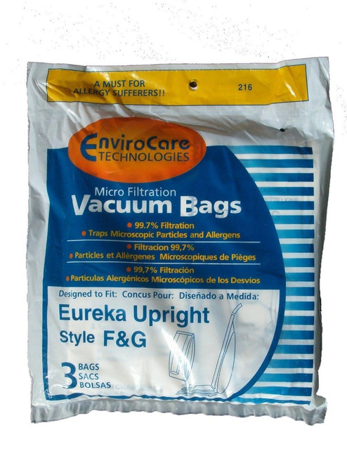 3 Eureka Allergy Micro Lined Vacuum F&G Bag Sanitaire Kenmore 5062, Uprights, White Westinghouse, Koblenz, Singer SUB-1, Commercial, Imperial, ESP Vacuum Cleaners, 52320A-12, 57695A-12, 200, 600, 1400, 1900, 2000, 2100, 4000, S600 & S800, 5062, 5002,