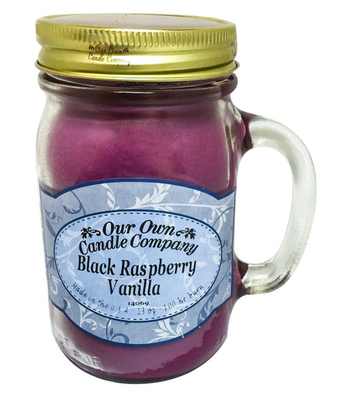 Black Raspberry Vanilla Scented 13 Ounce Mason Jar Candle By Our Own Candle