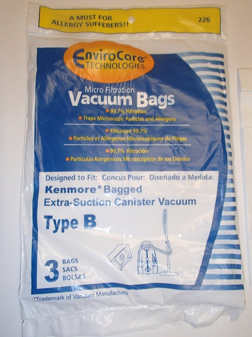 Kenmore Galaxy Type B 85003 Pemium Micro-Filtration Vacuum Bags, fits Model 24196 and More Galaxy Bagged Canister Models. 634875 3 pk