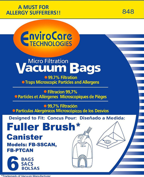 Fuller Brush Canister Vacuum Bags FB-SSCAN FB-PTCAN (6 Pack)
