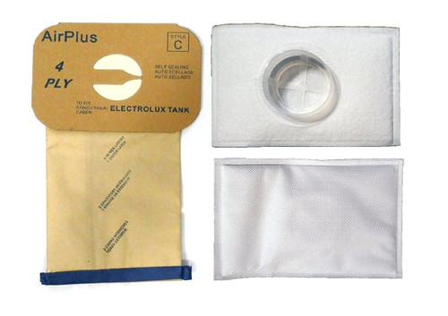 Electrolux Canister Tank Style C Vacuum Bags,(8 Bags & 2 After Filters)