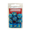 Crossguard Marble with Colour Print Polyhedral 10-Dice Set MG11 - Teal