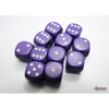 Chessex - Opaque D6 16mm Dice Block 12-Dice Set - Purple w/White