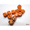 Chessex - Opaque D6 16mm Dice Block 12-Dice Set - Orange w/Black