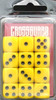 Crossguard Classic Opaque 16mm D6 12-Dice Set OP03 - Yellow w/ Black pips