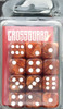 Crossguard Marble 16mm D6 12-Dice Set MA01 - Chocolate Brown w/ White pips