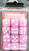 Crossguard Marble 16mm D6 12-Dice Set MA09 - Baby Pink w/ White pips