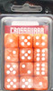 Crossguard Marble 16mm D6 12-Dice Set MA03 - Mandarin w/ White pips