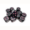 Chessex - D6 Dice Block 12-Dice Set - Opaque with Black and Pink
