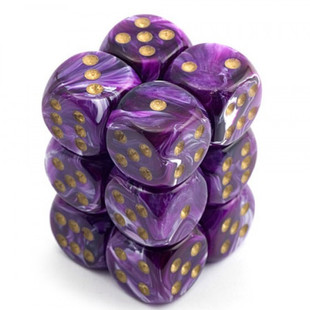 Chessex - Vortex D6 Dice Block 12-Dice Set - Purple W/Gold Chessex - Vortex D6 Dice Block 12-Dice Set - Purple W/Gold