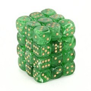 Chessex - Vortex D6 Dice Block 36-Dice Set - Green w/gold Chessex - Vortex D6 Dice Block 36-Dice Set - Green w/gold