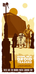 Star Wars Silk Screen Print - Dune Sea Droid Traders by Brian Miller Star Wars Silk Screen Print - Dune Sea Droid Traders by Brian Miller