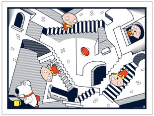 Family Guy Fine Art Print - Crazy Stairs by Dave Perillo x Toddland (SDCC17) Family Guy Fine Art Print - Crazy Stairs by Dave Perillo x Toddland (SDCC17)