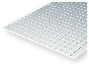 Evergreen Scale Models - 4502 Plastic Styrene 15x29cm Tile 1.00mm thick - 2.1mmSQ White
