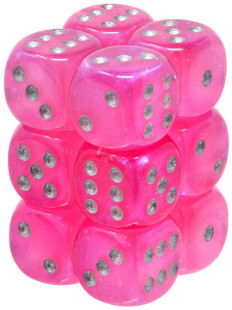 Chessex - Borealis D6 16mm Dice Block 12 -Dice Set - Pink w/Silver Chessex - Borealis D6 16mm Dice Block 12 -Dice Set - Pink w/Silver