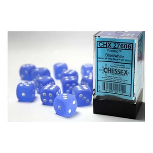 Chessex - Frosted D6 16mm Dice Block 12 - Dice Set - Blue
