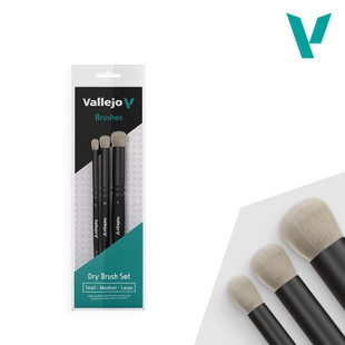 Vallejo - Brushes - Dry Brush - Dry Brush Set - Natural Hair (S; M & L) Vallejo - Brushes - Dry Brush - Dry Brush Set - Natural Hair (S; M & L)