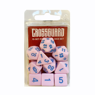 Crossguard Classic Opaque Polyhedral 10-Dice Set C18 - Pastel Pink w/Blue Crossguard Classic Opaque Polyhedral 10-Dice Set C18 - Pastel Pink w/Blue